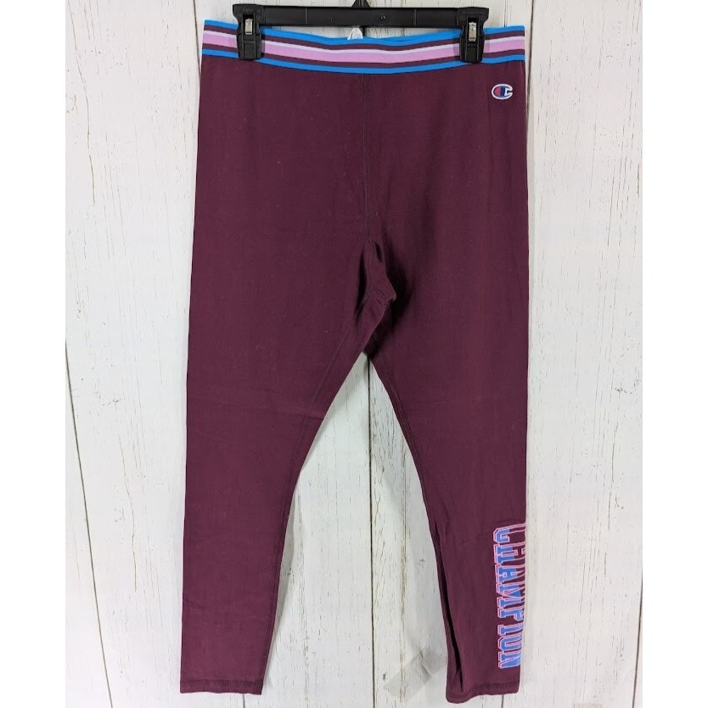 Champion Size XL Maroon Stripe Logo Graphic Active Leggings‎
